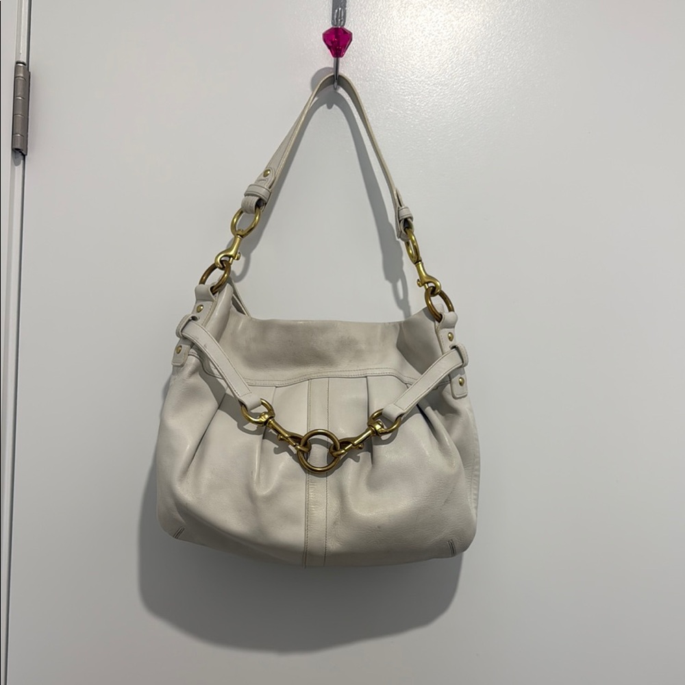 Coach white hampton’s hobo purse